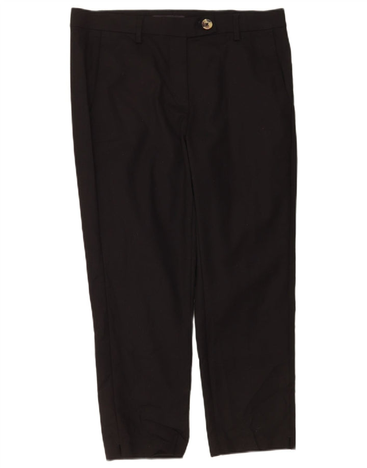 Calças cortadas femininas Marks & Spencer UK 12 médio W30 L24 pretas