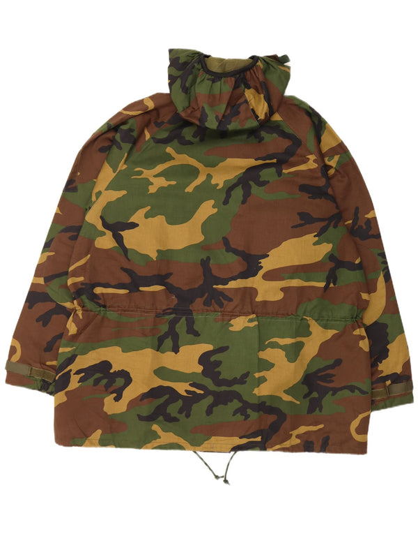 Jaqueta Parka masculina vintage com capuz UK 42 2XL algodão camuflado multicolorido