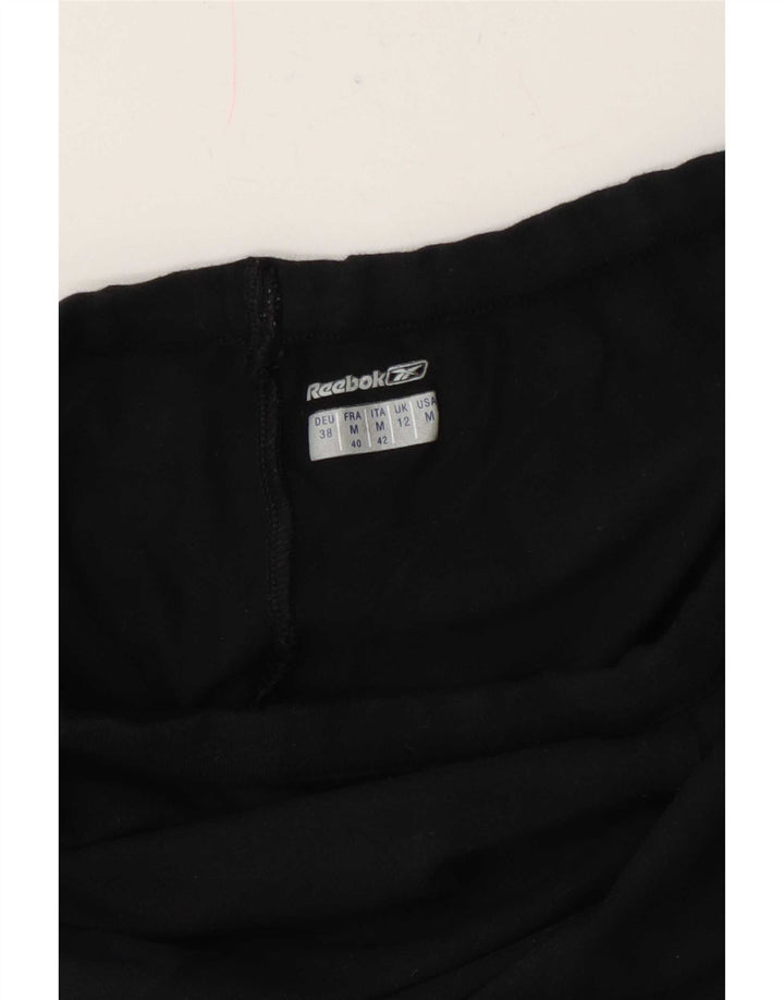 Reebok Mulher Capri Calças De Treino UK 12 Médio Preto