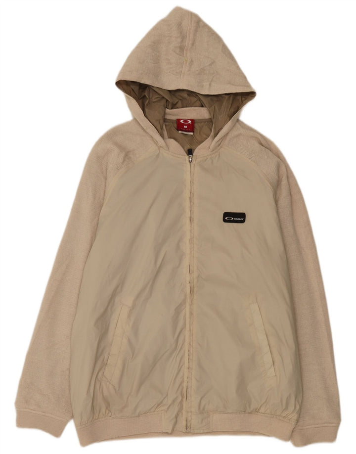 Jaqueta bomber masculina com capuz Oakley UK 38 nylon bege médio