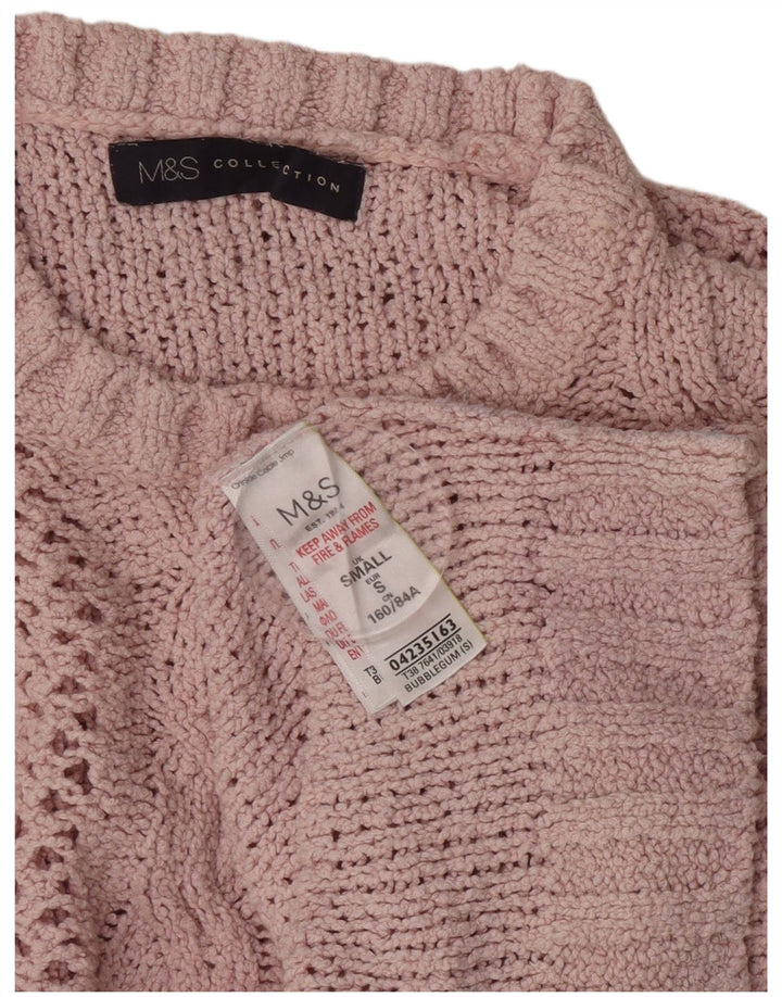 Suéter feminino Marks & Spencer com gola redonda grande, Reino Unido 10 pequeno rosa