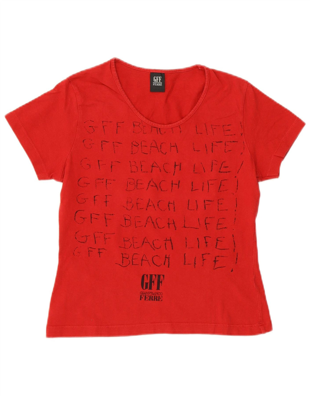 Gianfranco Ferre Camiseta Feminina Crop Graphic Top IT 42 Médio Vermelho