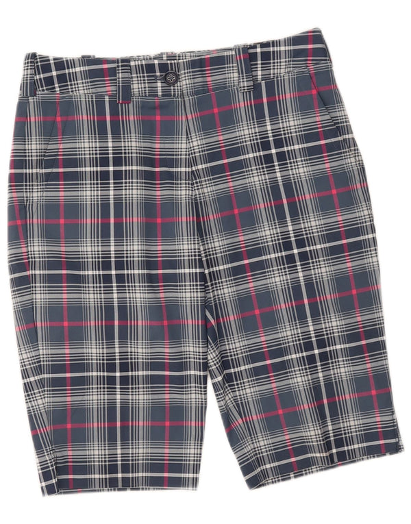 Shorts feminino Nike Dri Fit Chino UK 8 pequeno W28 azul xadrez poliéster