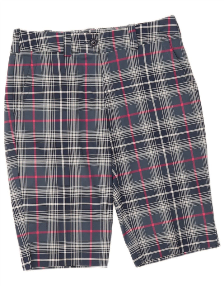 Shorts feminino Nike Dri Fit Chino UK 8 pequeno W28 azul xadrez poliéster