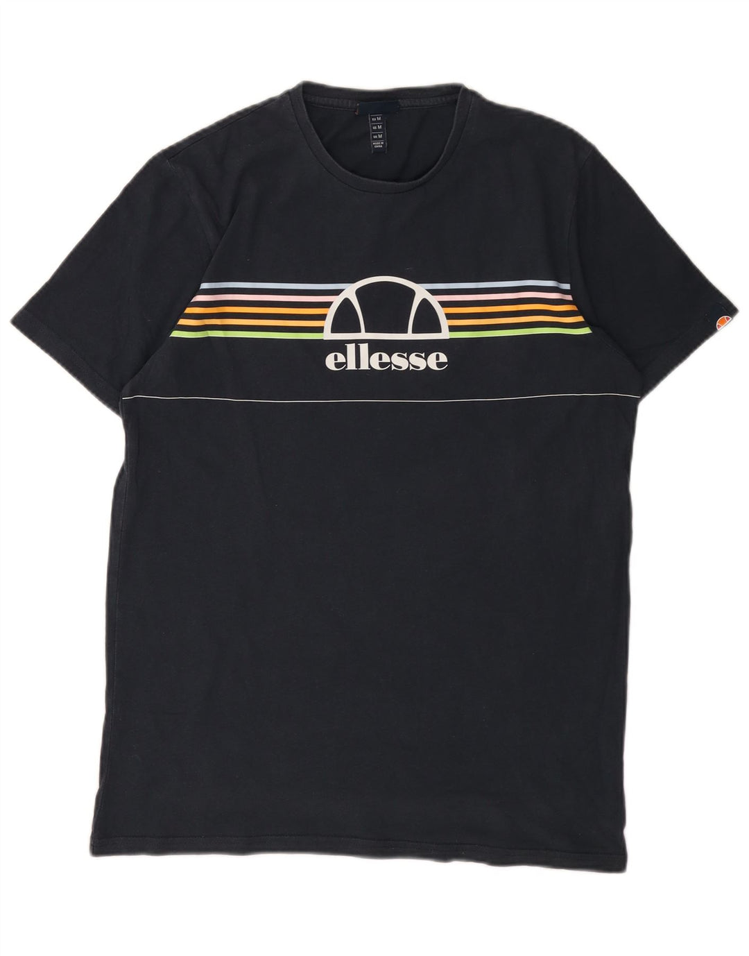 Camiseta masculina gráfica ELLESSE Top médio listrado azul marinho