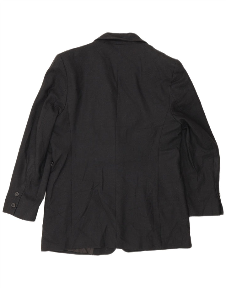 Jaqueta blazer feminina Marks & Spencer com 1 botão Reino Unido 16 grande lã preta