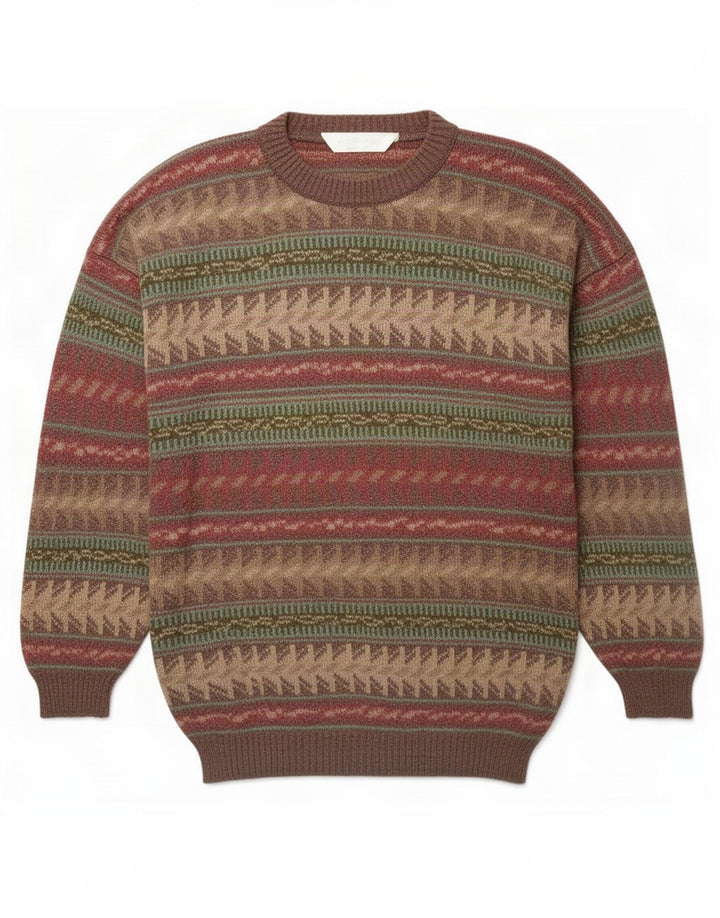 Suéter masculino St. Bernard com gola redonda XL de lã geométrica multicolorida