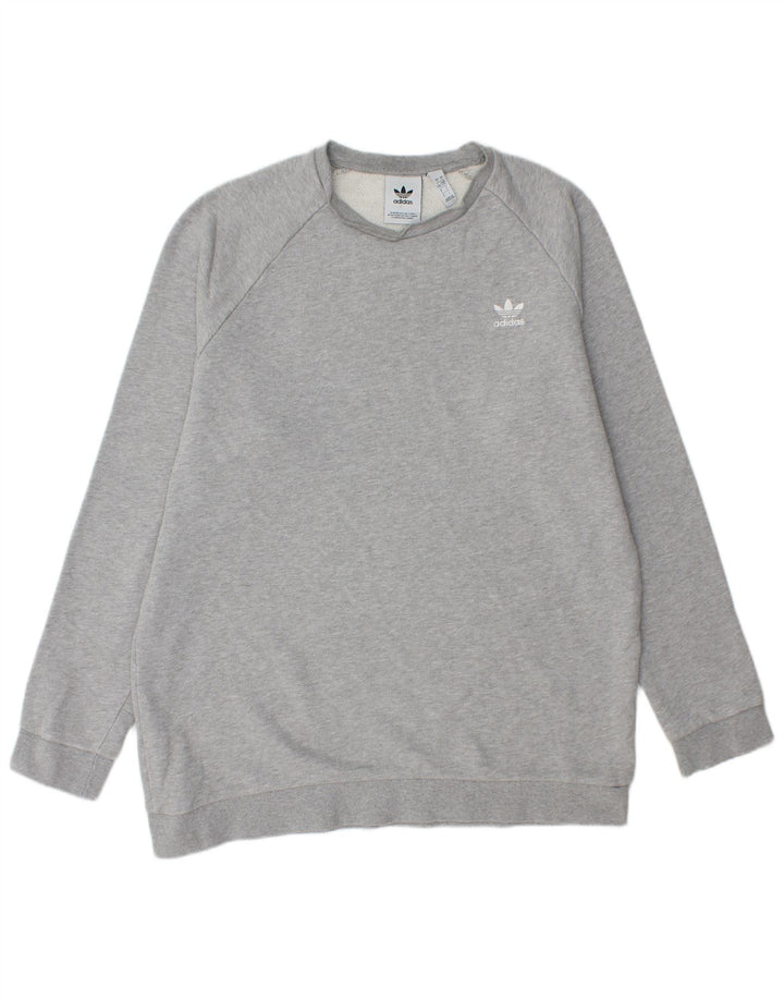 ADIDAS Mens Moletom Jumper Grande Algodão Cinza