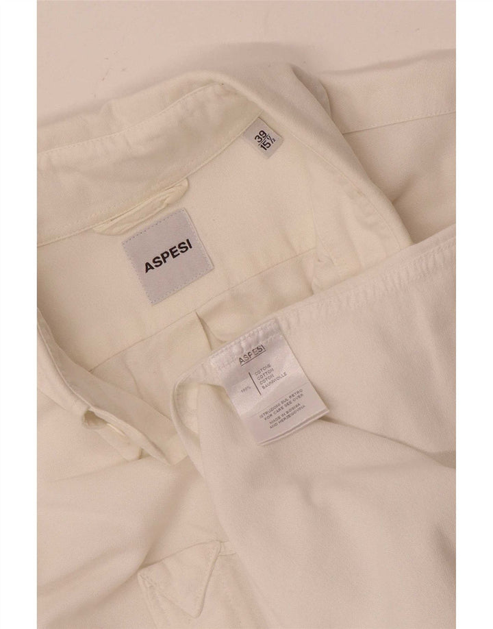 Camisa masculina Aspesi tamanho 39 15 1/2 algodão branco médio