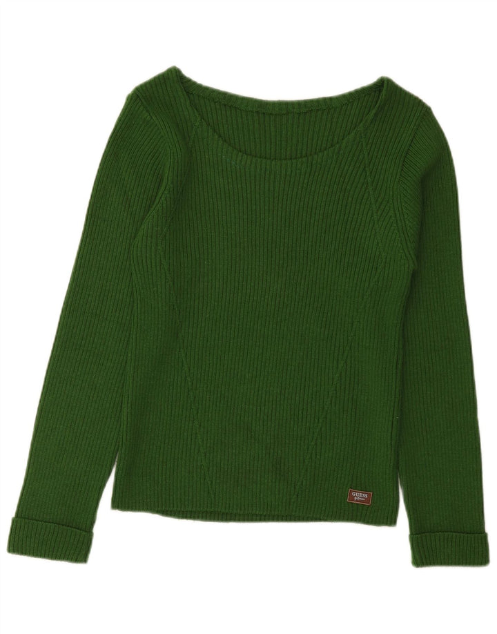 Suéter feminino Guess com gola canoa Reino Unido 8 pequeno verde