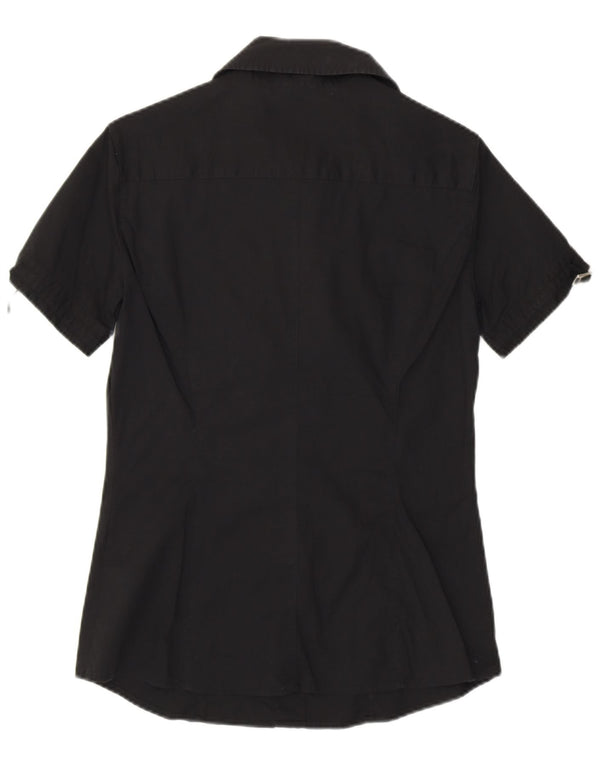 Camisa feminina de manga curta BENETTON UK 12 médio preto
