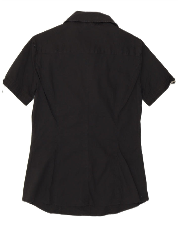 Camisa feminina de manga curta BENETTON UK 12 médio preto
