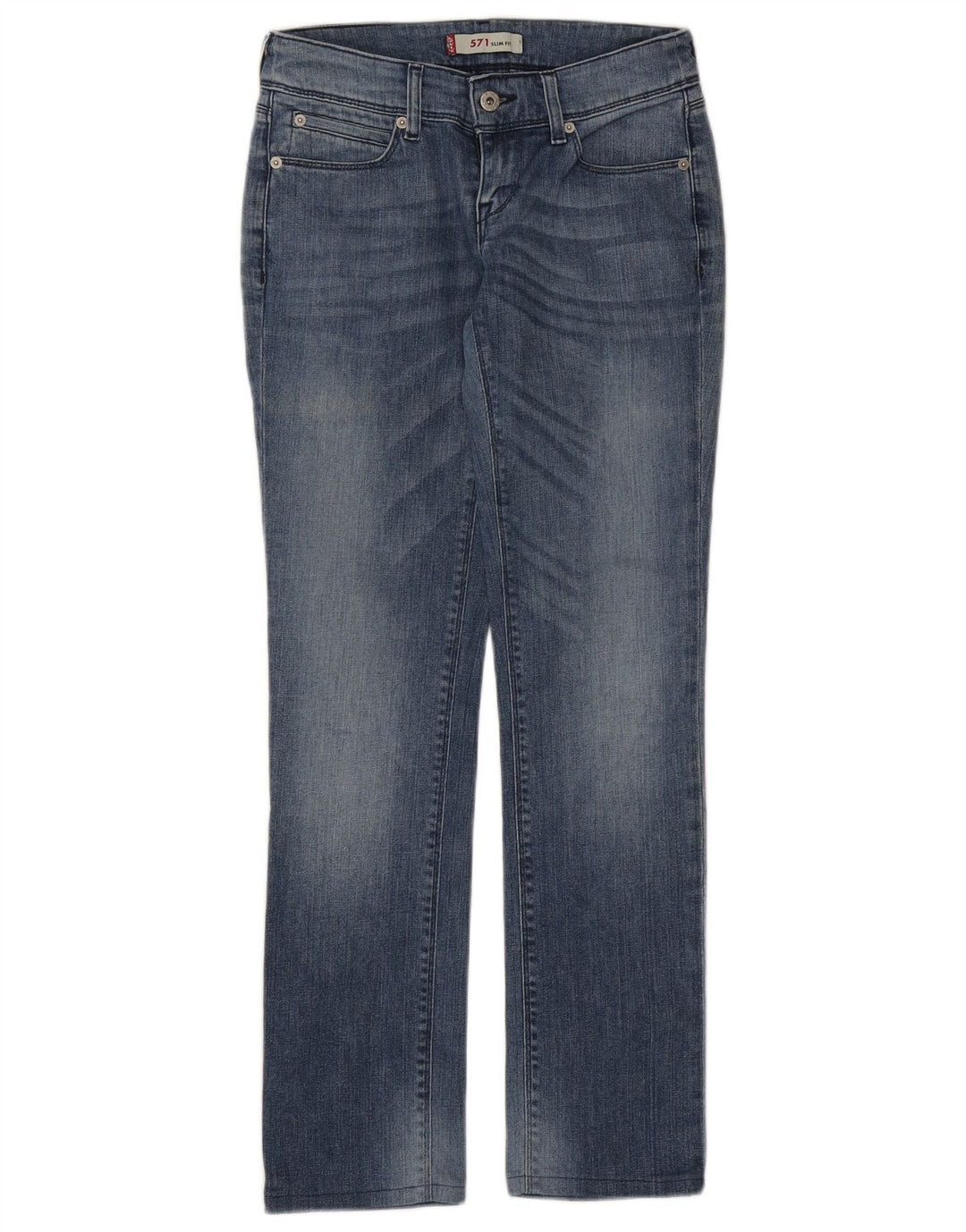 Calça jeans feminina Levi's 571 Slim W28 L30 azul algodão