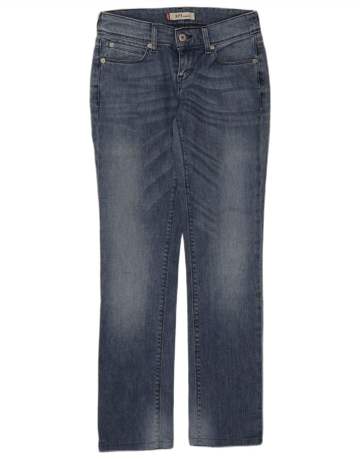 Calça jeans feminina Levi's 571 Slim W28 L30 azul algodão