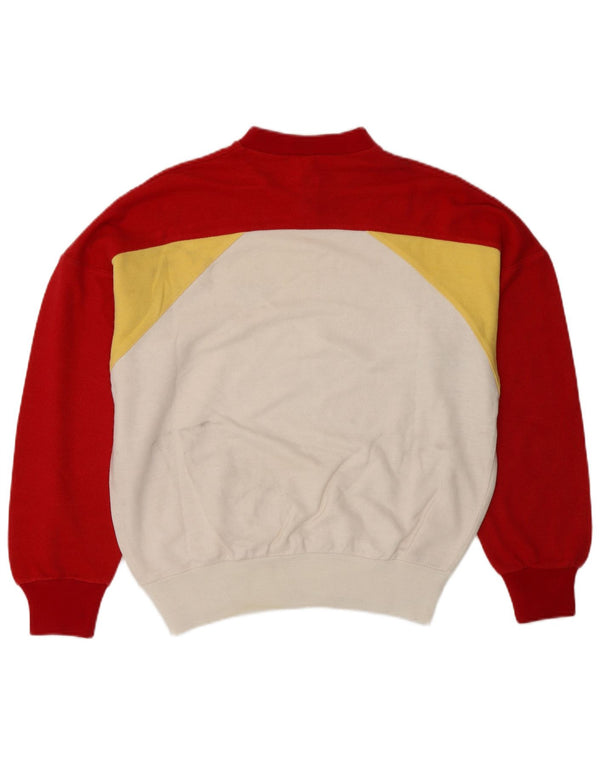 Vintage Womens Button Neck Sweatshirt Jumper IT 44 Medium White Colourblock