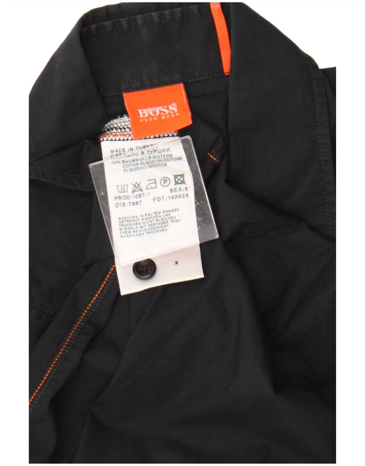 Camisa masculina Hugo Boss de algodão preto médio