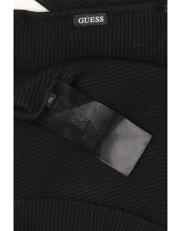 GUESS Womens V-Neck Jumper Sweater UK 18 XL Black Viscose Vintage Guess and Second-Hand Guess from Messina Hembry 