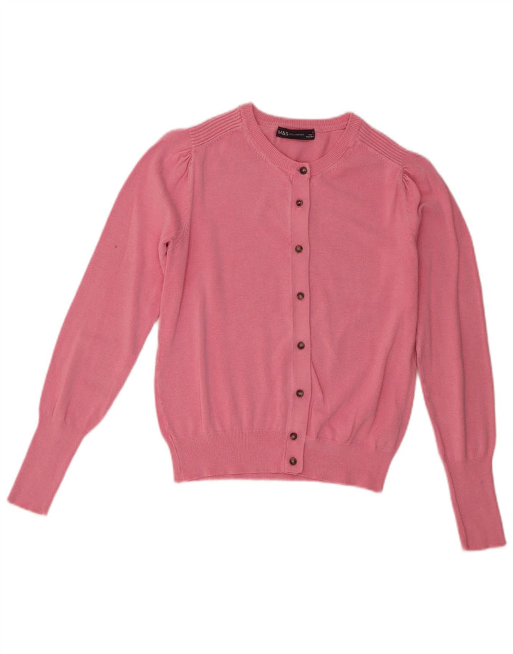 Suéter cardigã feminino Marks & Spencer UK 8 pequeno viscose rosa