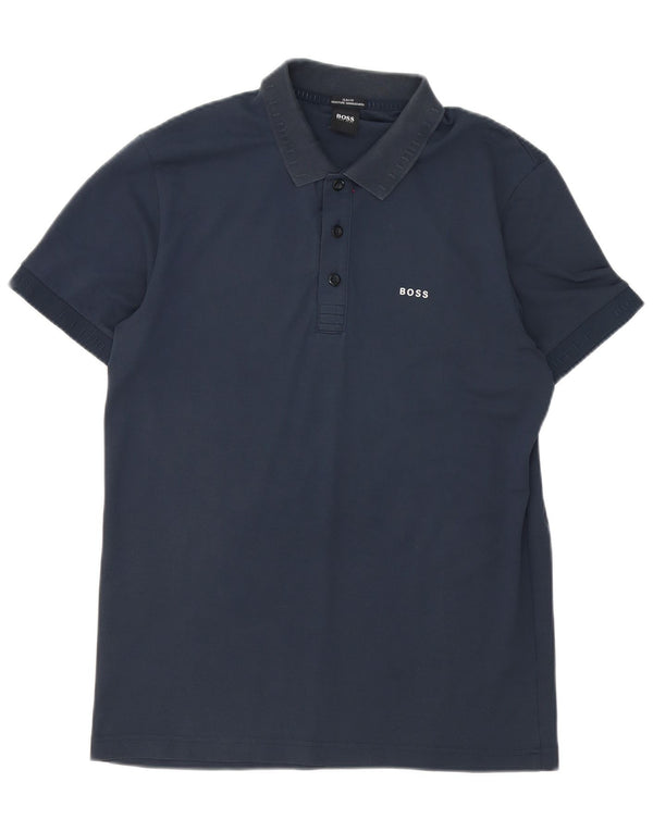 Camisa polo masculina Hugo Boss Slim Fit azul marinho médio