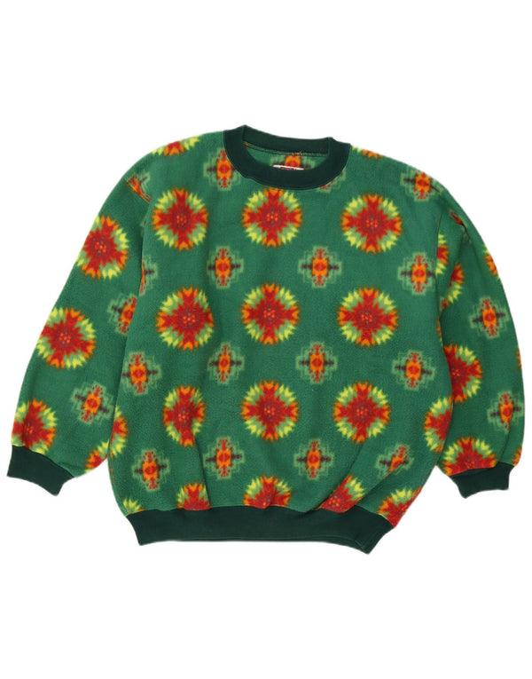 Rifle Mens Abstract Pattern Fleece Jumper Poliéster Geométrico Verde Médio