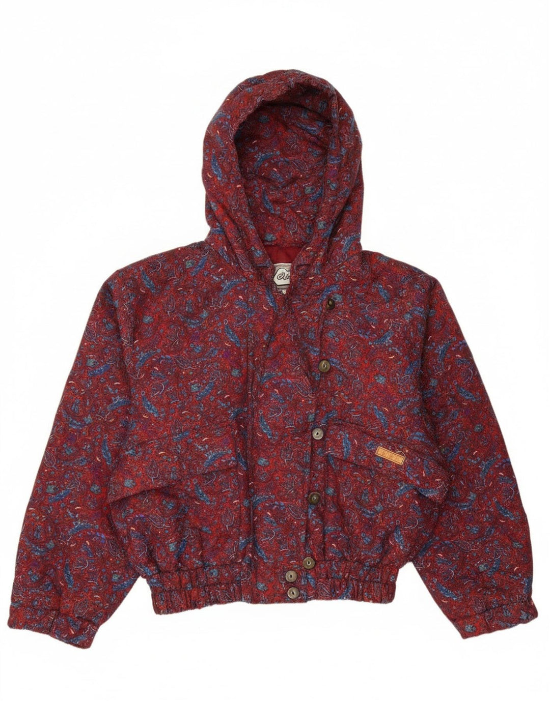 oltre Jaqueta bomber feminina com capuz e grandes dimensões UK 10 Small Red Paisley