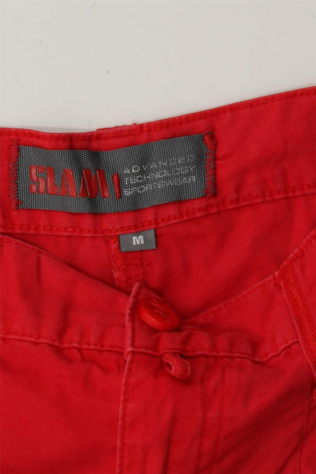 SLAM Mens Cargo Shorts Médio W32 Algodão Vermelho