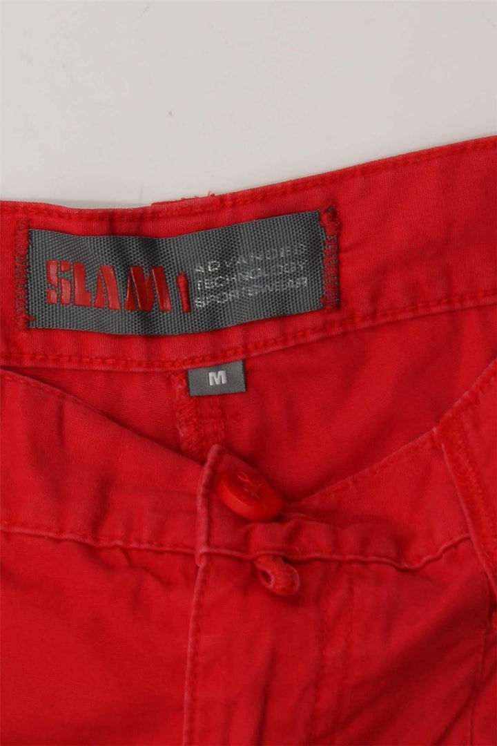 SLAM Mens Cargo Shorts Médio W32 Algodão Vermelho
