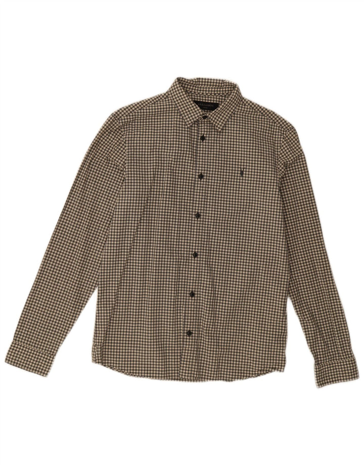 Camisa masculina All Saints pequena bege algodão guingão