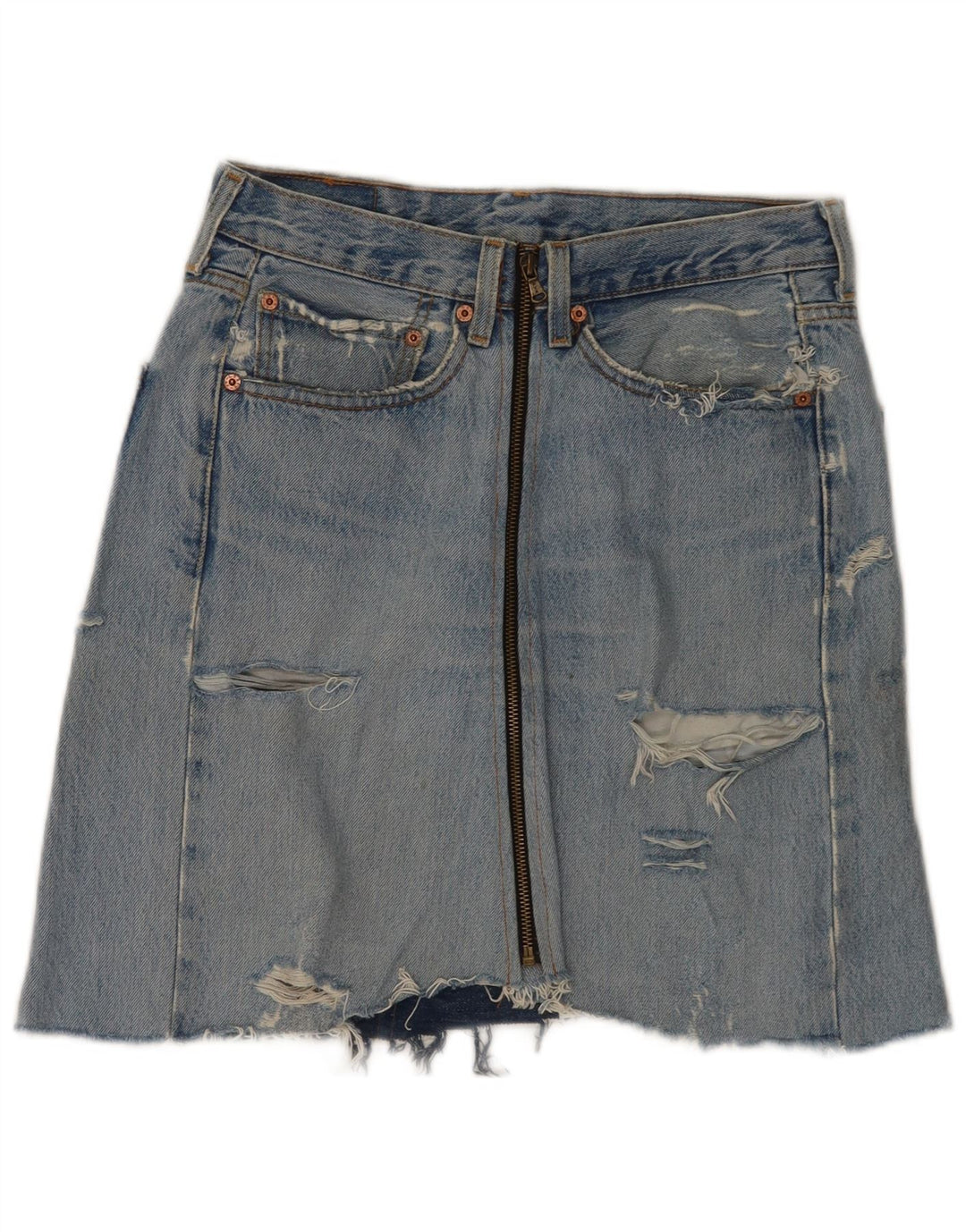 Saia jeans feminina Levi's 501 desgastada W33 grande azul