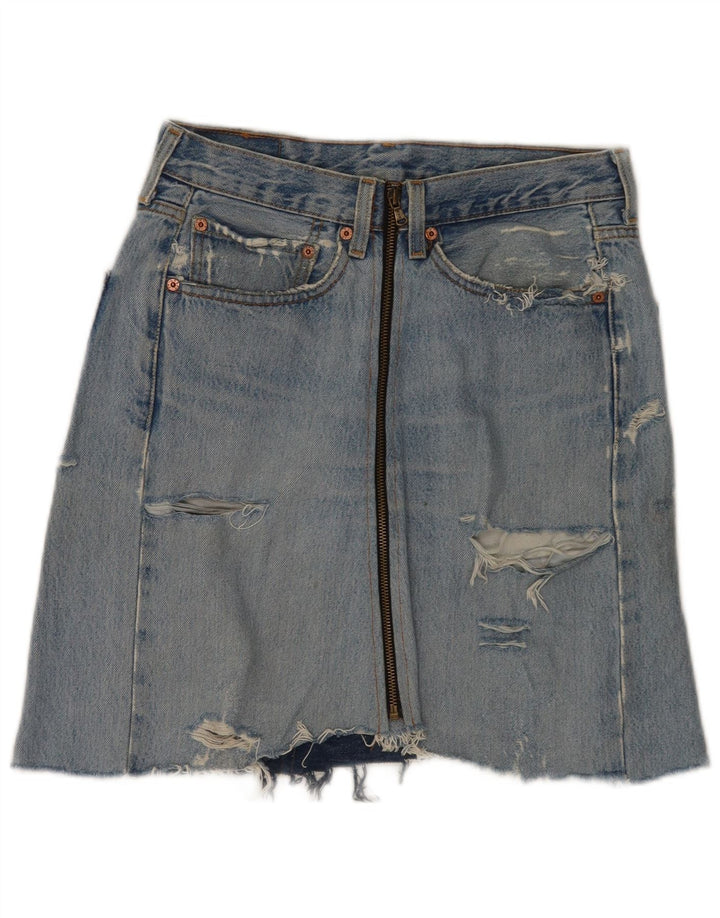 Saia jeans feminina Levi's 501 desgastada W33 grande azul