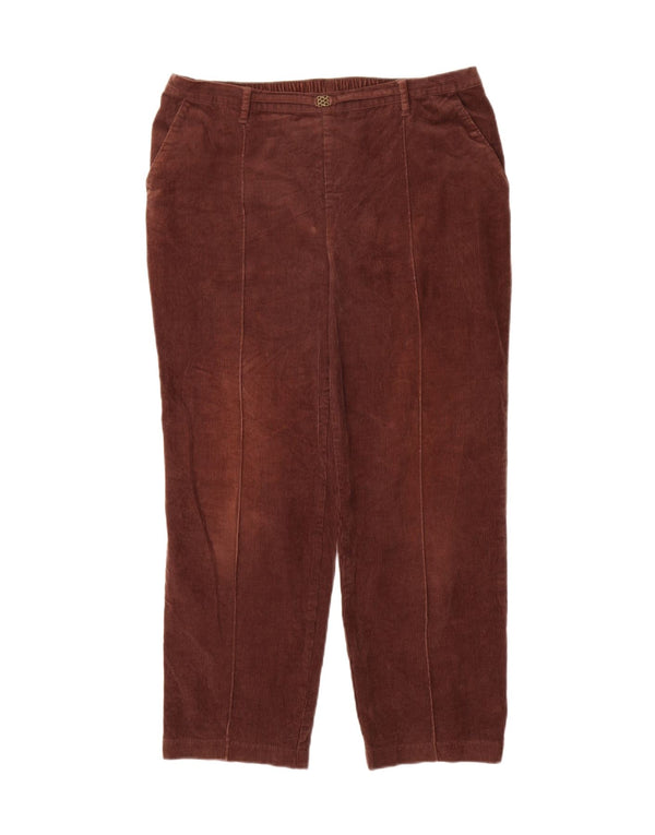 Calça feminina de veludo cotelê Marks & Spencer com cintura alta Reino Unido 14 grande W34 L28 Bro