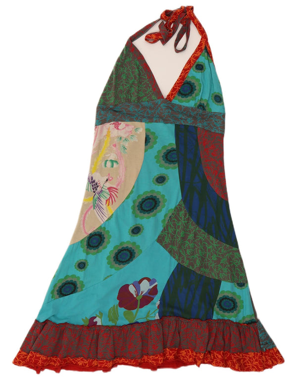 Vestido feminino Desigual com alças gráficas UK 8 pequeno floral multicolorido