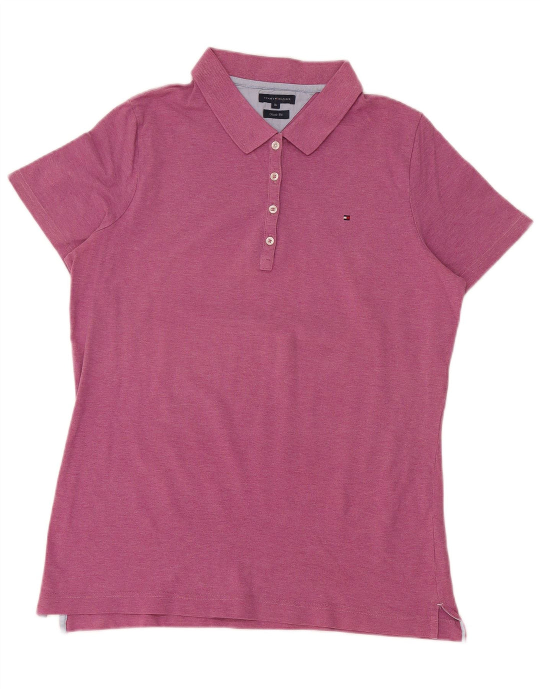 Camisa polo feminina TOMMY HILFIGER Classic Fit Reino Unido 18 XL algodão rosa