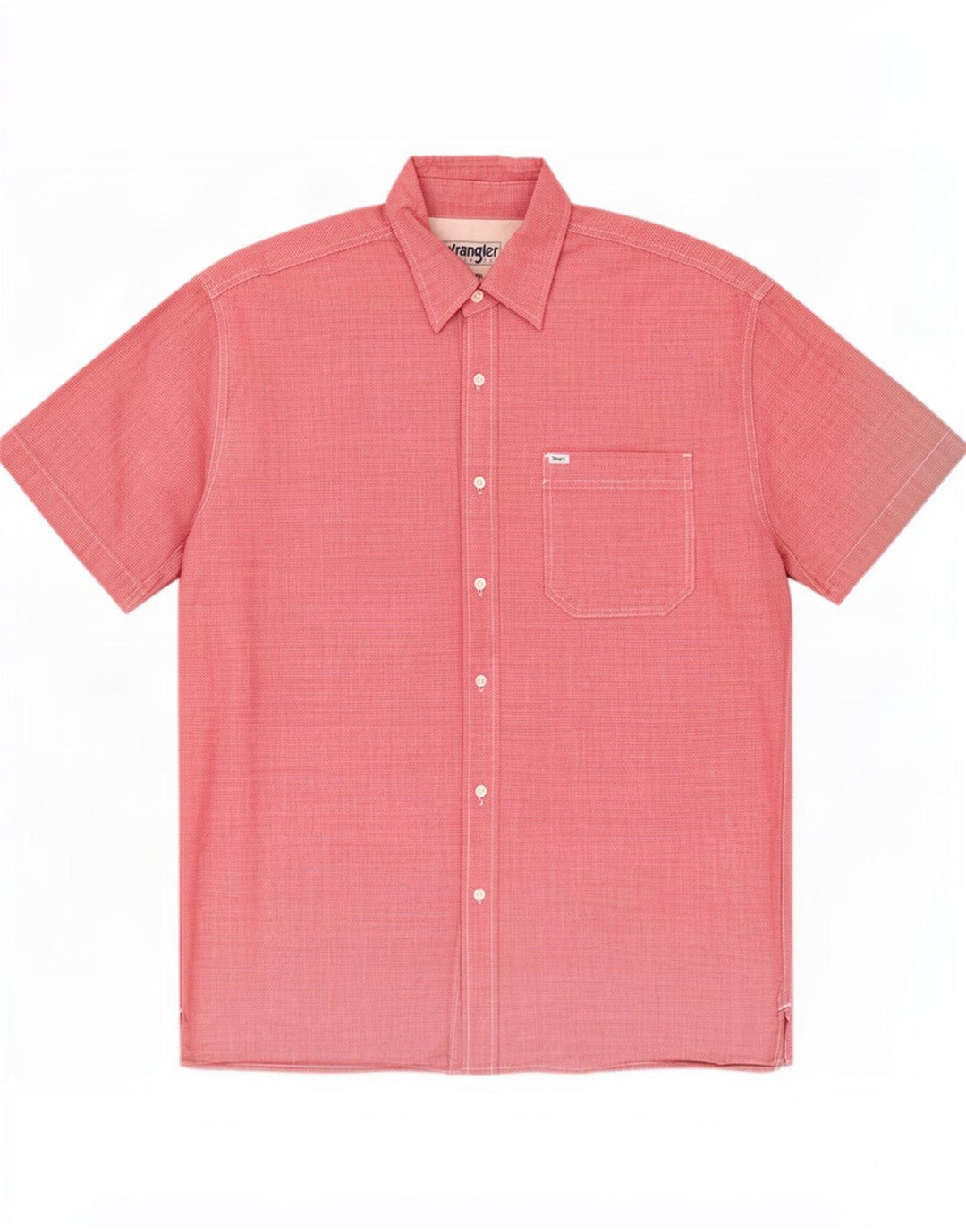 Camisa Wrangler masculina de manga curta XL vermelha algodão houndstooth