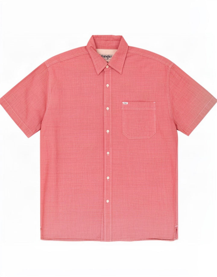 Camisa Wrangler masculina de manga curta XL vermelha algodão houndstooth