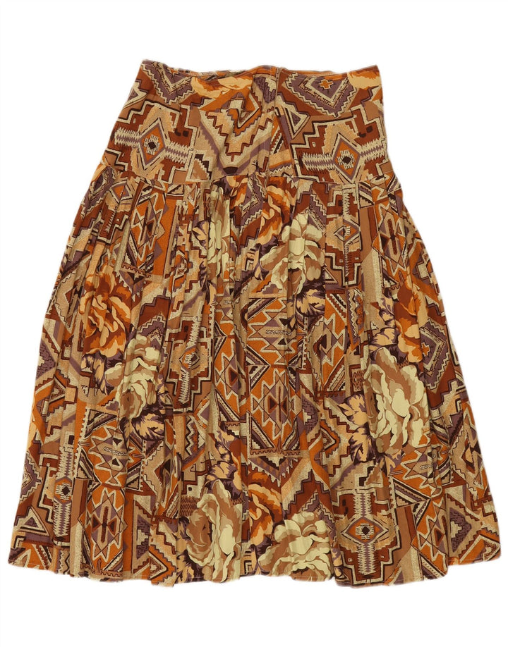 Saia plissada feminina VINTAGE médio W30 marrom patchwork algodão