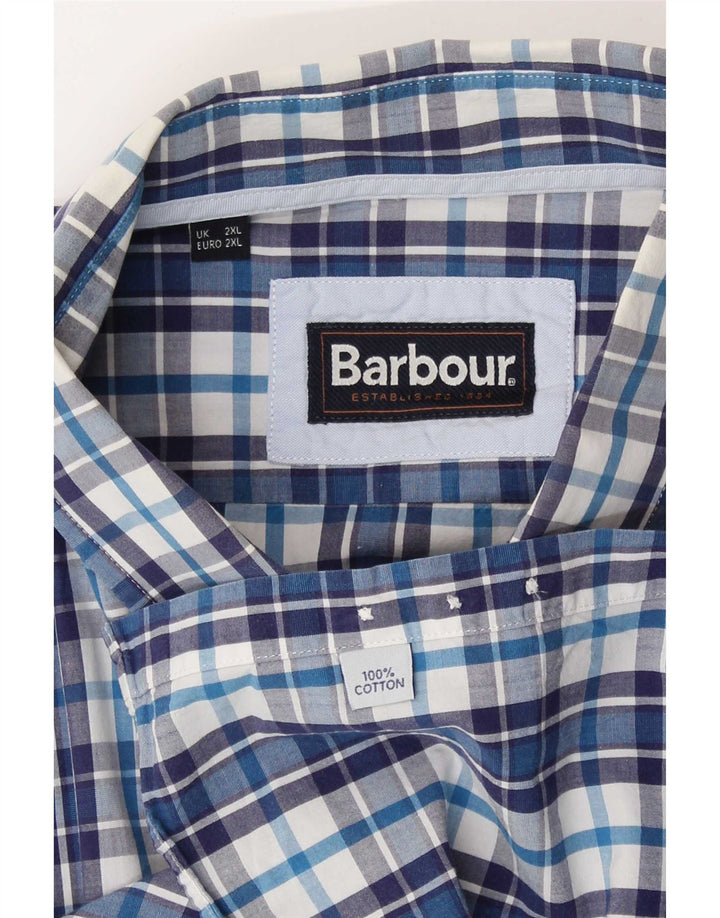 Camisa masculina Barbour 2XL algodão xadrez azul