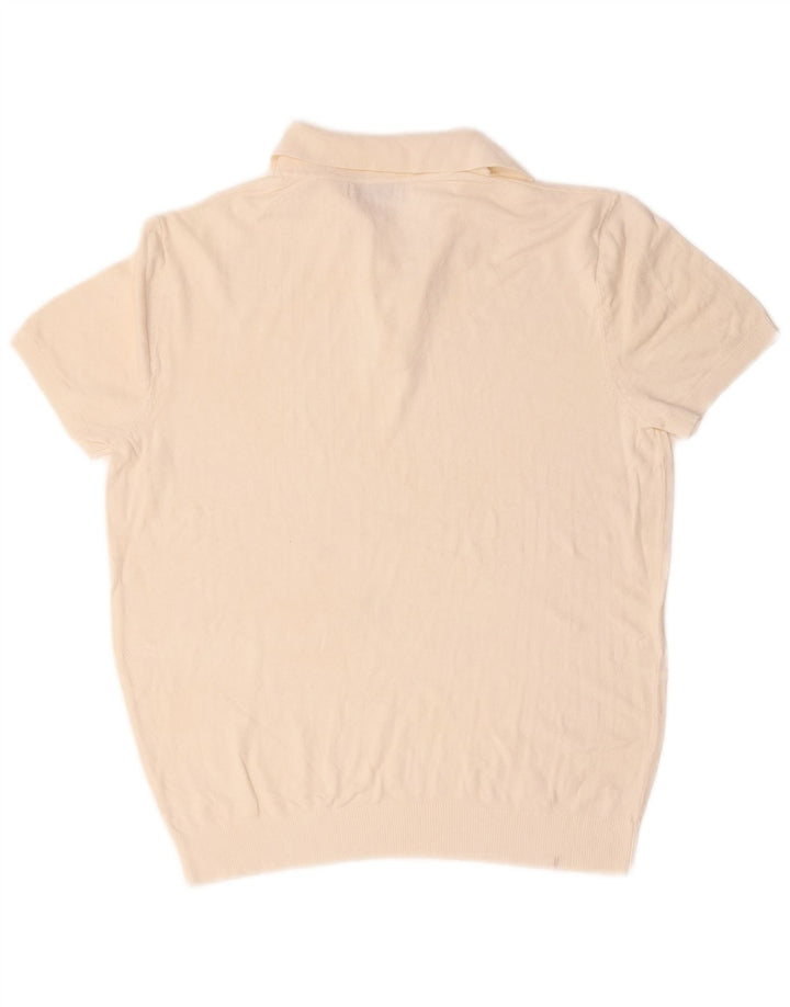 Zara Suéter masculino de manga curta com gola polo médio off white