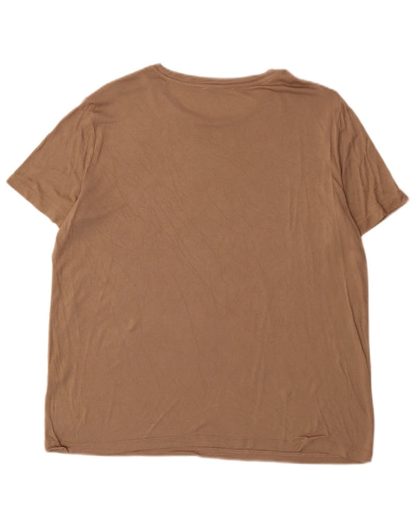 Camiseta feminina Zara UK 18 XL marrom viscose