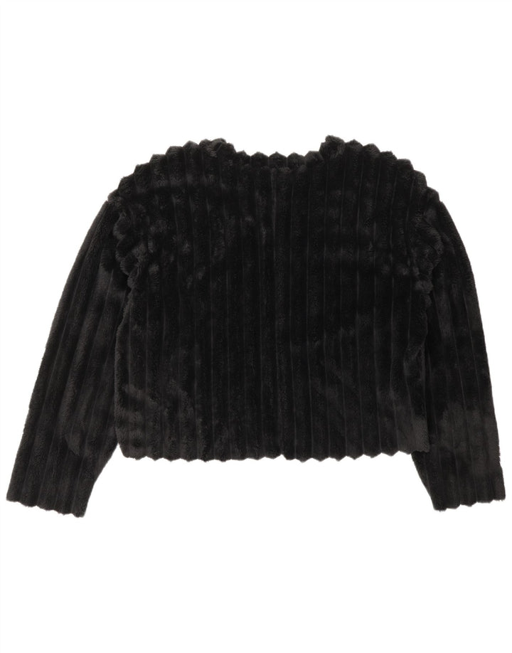 ZARA Womens Crop Fleece Jumper Reino Unido 14 Médio Preto