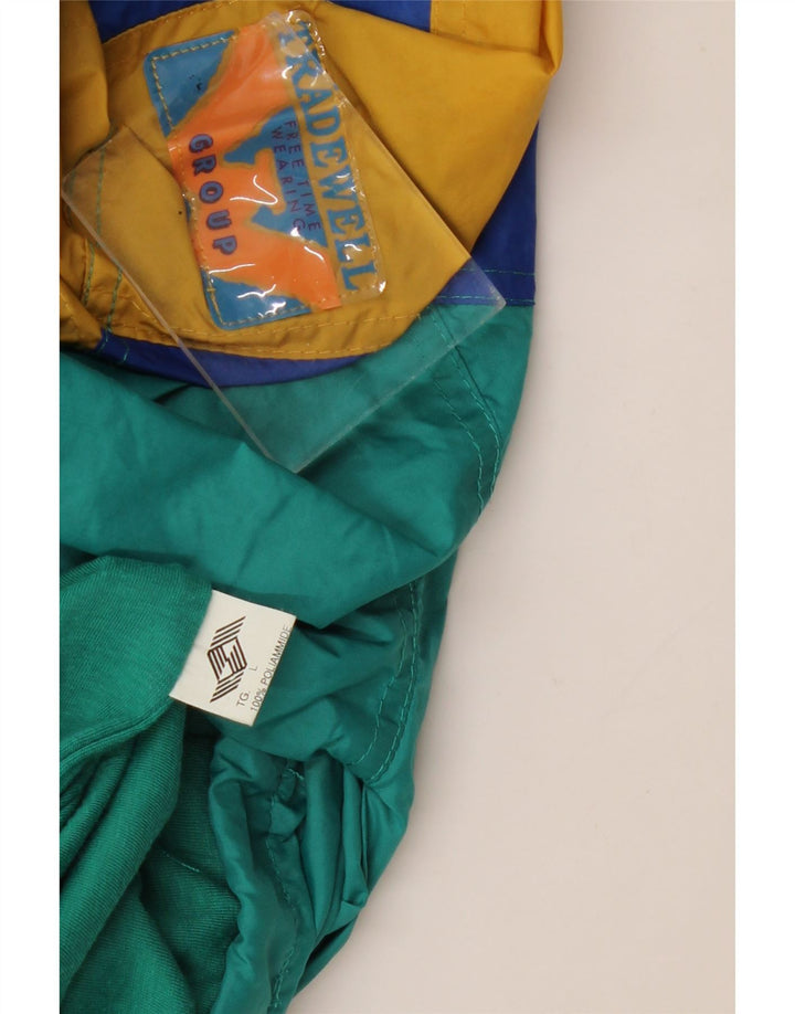Jaqueta corta-vento masculina VINTAGE UK 40 grande azul colorblock poliamida