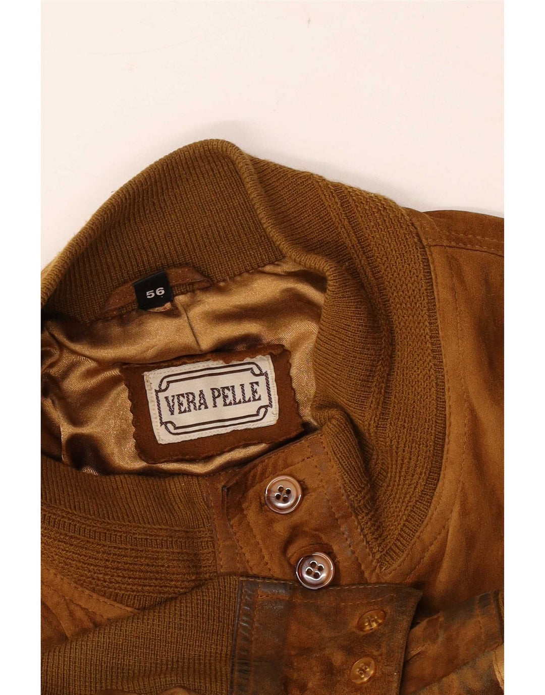 Jaqueta bomber masculina vintage de camurça IT 56 2XL couro bege
