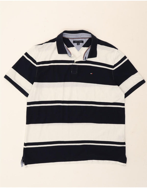 Camisa polo masculina Tommy Hilfiger XL azul marinho listrado algodão