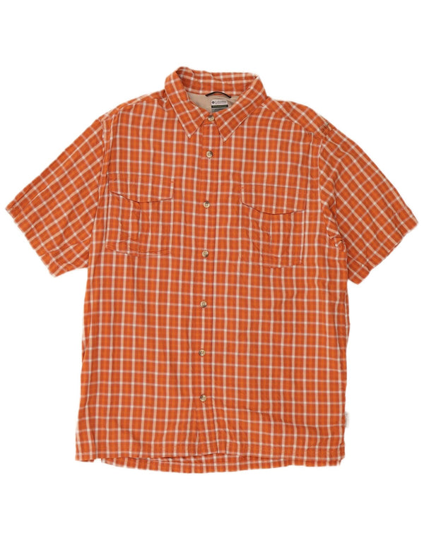 Camisa masculina de manga curta Columbia grande laranja xadrez nylon