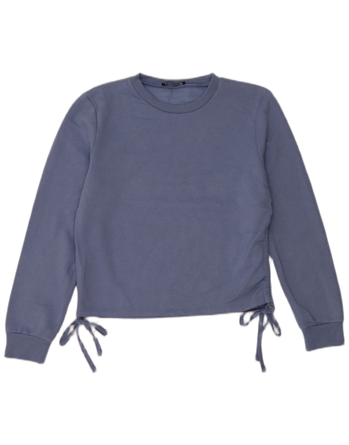 Zara moletom feminino jumper UK 14 poliéster azul médio