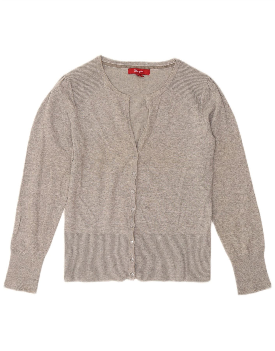 Suéter cardigã feminino MONSOON Reino Unido 12 algodão cinza médio