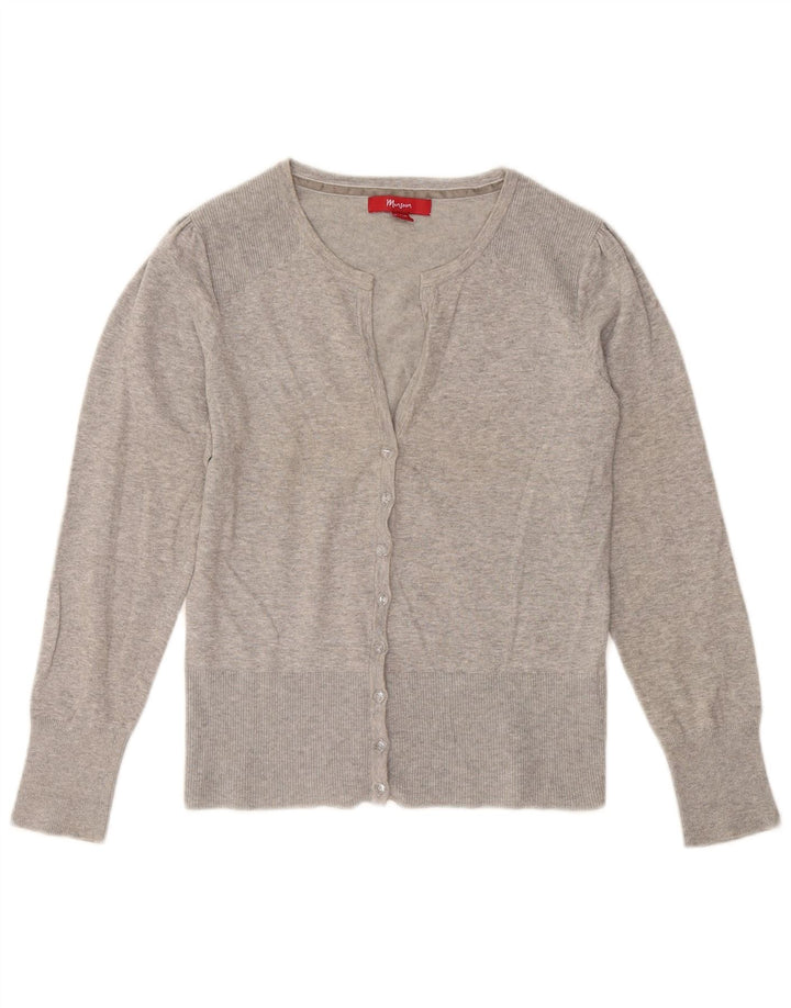 Suéter cardigã feminino MONSOON Reino Unido 12 algodão cinza médio