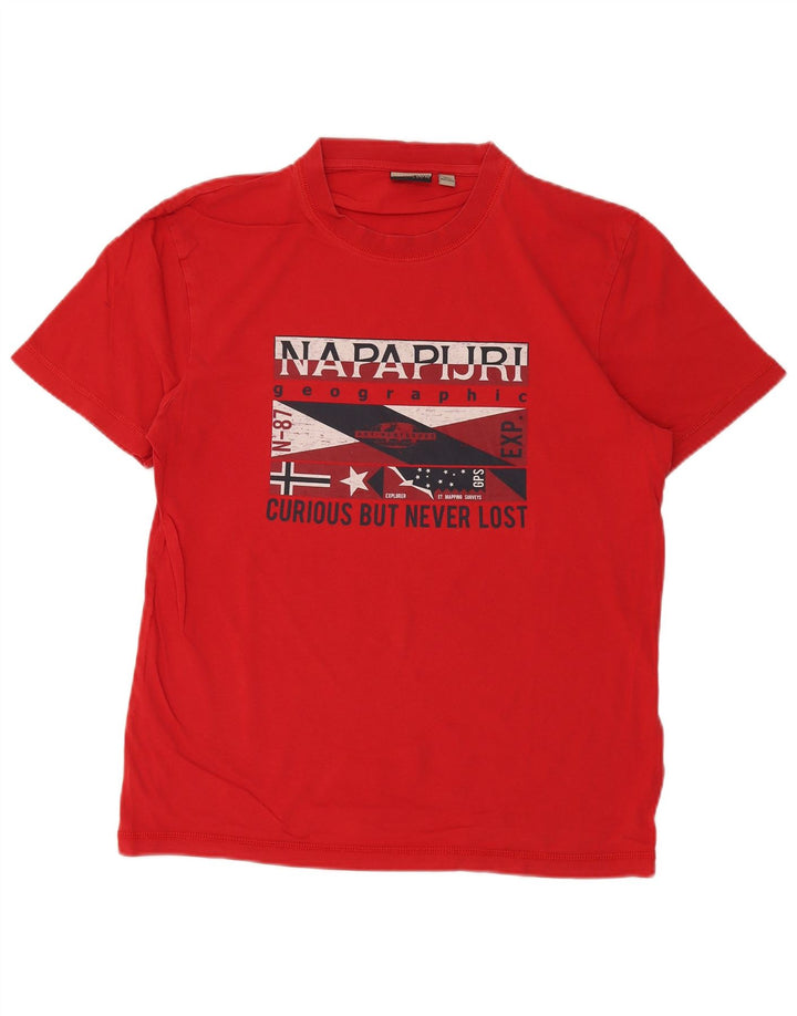 Camiseta gráfica masculina NAPAPIJRI grande vermelha