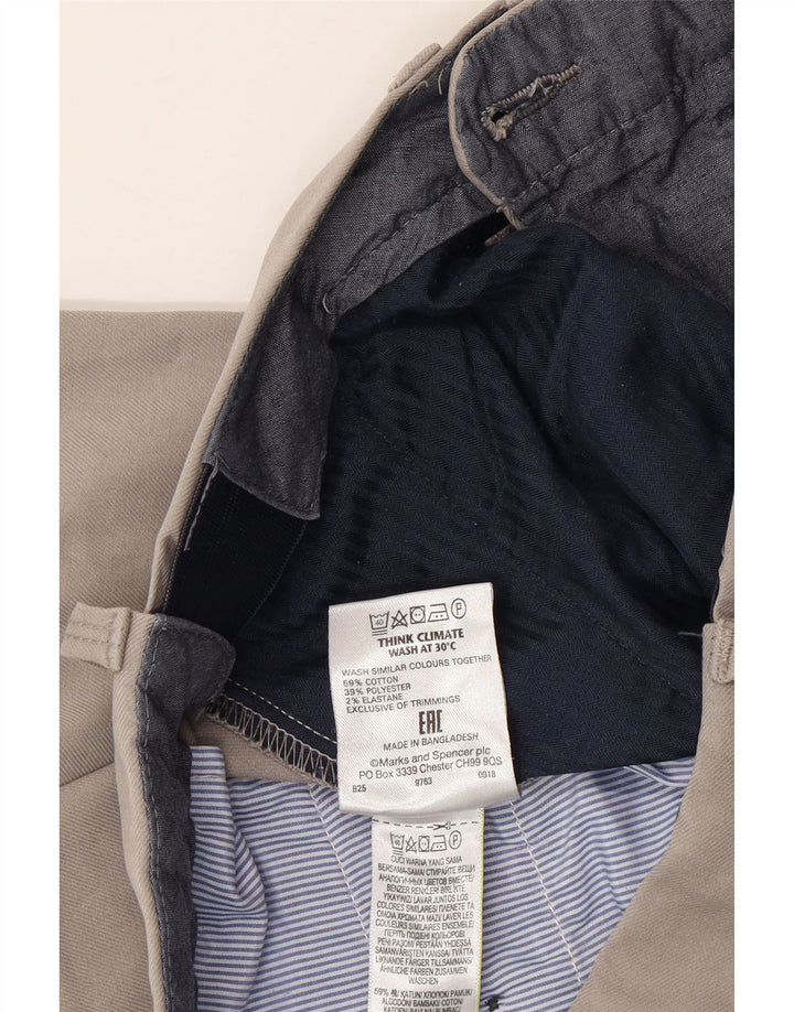 Calça masculina de terno reto Marks & Spencer W32 L28 algodão cinza