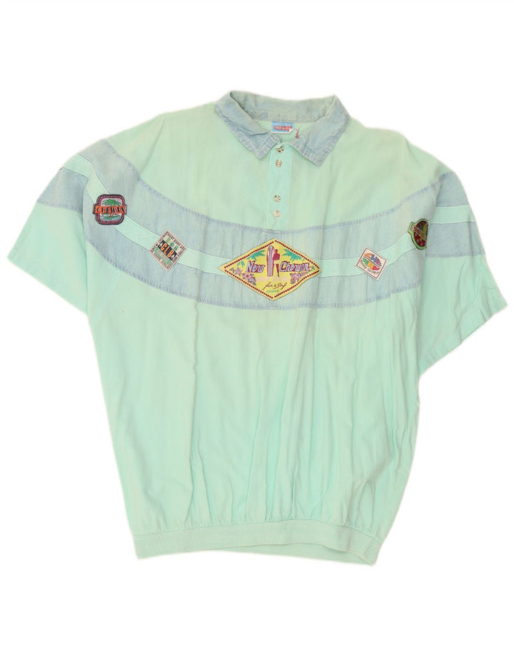 Camisa pulôver masculina Chewan com estampa gráfica tamanho único bloco colorido turquesa